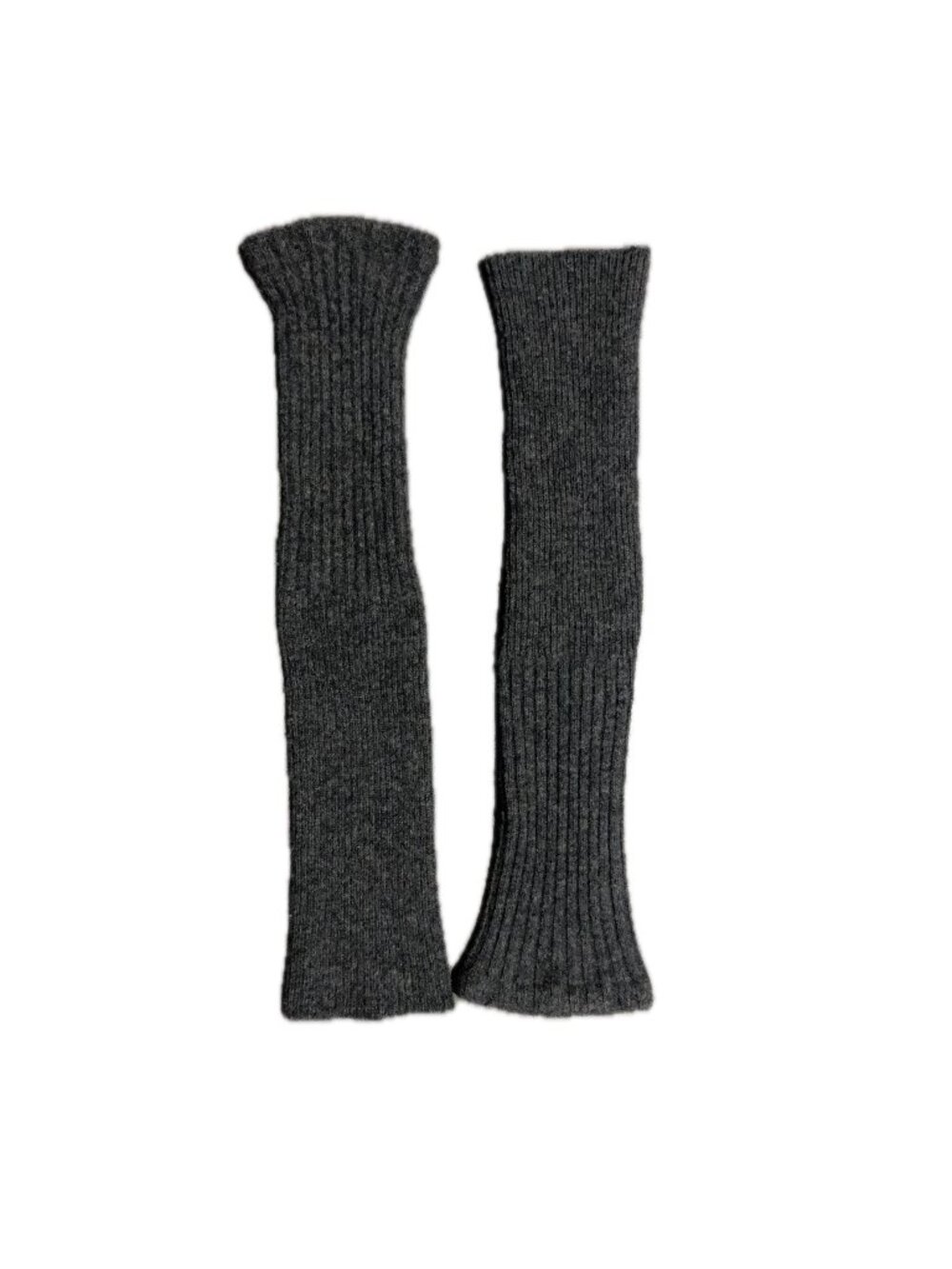 Gray Ribbed Wool Arm Warmers Knit Sleeves